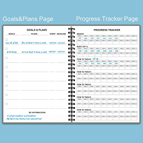 Fitness Planner for Women & Men - A5 Workout Log Book/Exercise Log to Track Weight Loss, Gym, Bodybuilding Progress - Daily Health & Wellness Journal, 5.8X8.25 In Workout Book - style: Grey