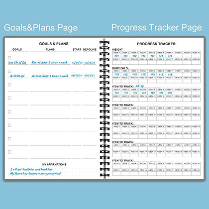 Fitness Planner for Women & Men - A5 Workout Log Book/Exercise Log to Track Weight Loss, Gym, Bodybuilding Progress - Daily Health & Wellness Journal, 5.8X8.25 In Workout Book - style: Grey