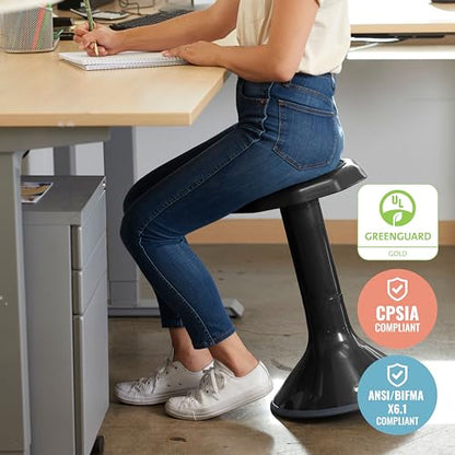 ECR4Kids ACE Active Core Engagement Wobble Stool, 20-Inch Seat Height, Flexible Seating, Black - color: Black