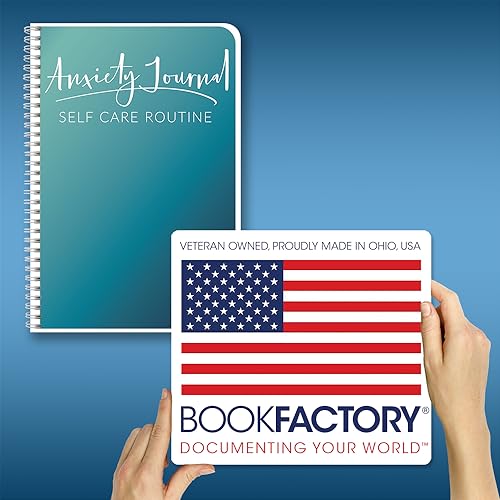 BookFactory Anxiety Journal Self Care Routine Tracking Track Stress & Anxious Triggers - 100 Pages, Wire-O, 6'' x 9'' (Made in USA) - style: Anxiety Wire-O