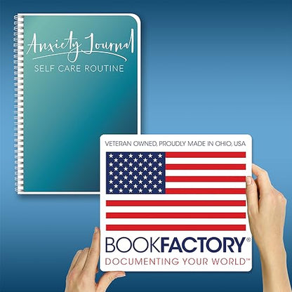 BookFactory Anxiety Journal Self Care Routine Tracking Track Stress & Anxious Triggers - 100 Pages, Wire-O, 6'' x 9'' (Made in USA) - style: Anxiety Wire-O