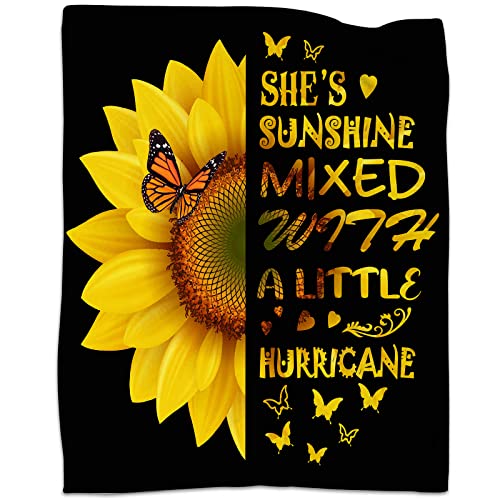 Sunflower Gifts Blankets for Women, Sunflower Blanket Decor Throw Gifts for Women Birthday, Sunflowers Birthday Christmas Decorations Flower Butterfly Yellow Blanket for Home Bed Sofa 60” x 80” - color: Sunflower-she is Sunshine, size: 60 inches x 80 inch