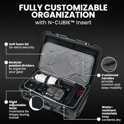 NANUK 935 Pro Photo with N-Cubik – Waterproof Travel Camera Hard Case with 13L N-Cubik Insert and Wheels, 22” x 14” x 9”, Dustproof and Impact-Resistant, Airline Carry-On Approved – Black - size: 935 with 1 Mobile Organizer