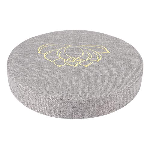 Meditation Cushion, Yoga Mat with Detachable Washable Cover, Soft Handheld Design for Zen Tea Ceremony Floor Window (40 cm in Diameter and 6 cm in Thickness) - color: Grey Embroidered Lotus Pattern