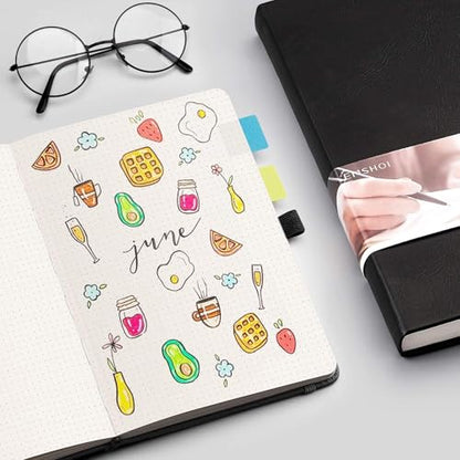 EMSHOI Dotted Notebook - 256 Pages A5 Dotted Grid Journal Notebook,120gsm Thick Paper,16 Perforated Pages, Smooth PU Leather, Inner Pocket,5.75'' × 8.38''-Black - color: Black, size: A5-Dotted