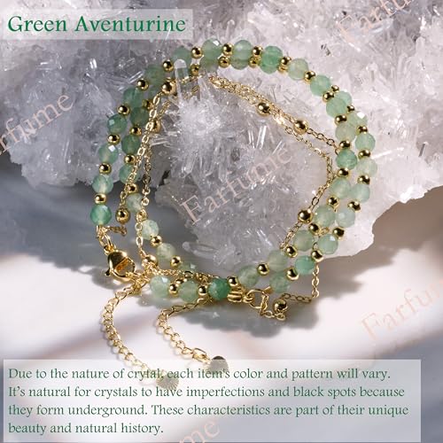 Farfume Crystal Bracelet Beaded Bracelets 4mm Natural Stone Beads Gemstone Handmade Jewelry Gift for Women - color: Green Aventurine-hope&luck
