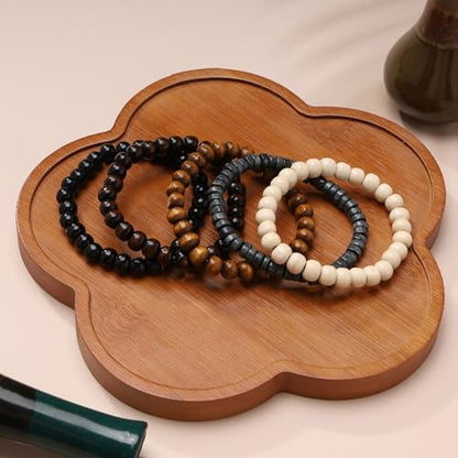 MILAKOO Mens Beaded Bracelets Tribal Wooden Elastic Adjustable Prayer Beads Wrap Cuff for Women - color: P: 5pcs
