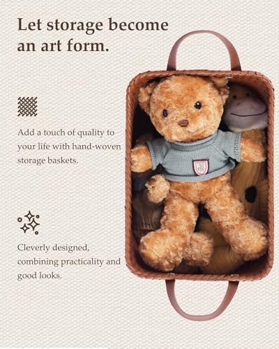 15x10x9 Woven Laundry Basket Hamper, Storage Basket for Clothes Blankets, 4-Pack Wicker Bin for Closet Shelves Bedroom Bathroom, Brown - size: 15x10.27x9.45 Inch