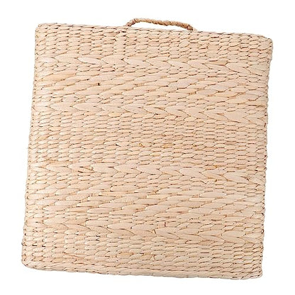 Handmade Woven Meditation Cushion Tatami Floor Mat for Yoga Relaxation Comfortable Square Seat Pad Straw Design for Home Use