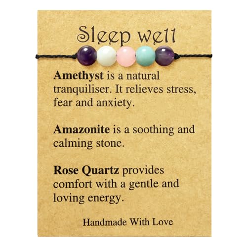 yfstyle Crystal Healing Stones Bracelets for Women & Men - Amethyst Anxiety Protection Bracelets - Natural Gemstones Jewelry Gifts - color: Sleep Well