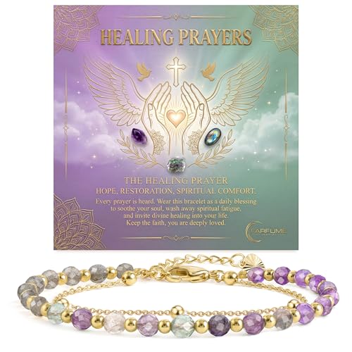 Farfume Crystal Bracelet Beaded Bracelets 4mm Natural Stone Beads Gemstone Handmade Jewelry Gift for Women - color: Healing Prayers Bracelet-Healing & Divine Comfort