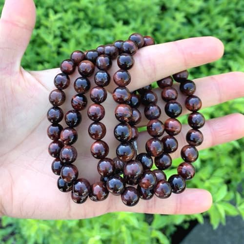 Adabele 1pc Natural Stretch Gemstone Bracelet 8mm (0.31") Bead 7 Inch to 8.5 inch Healing Crystal Energy Quartz Chakra Jewelry Women Unisex Birthday Gift - color: Red Tiger Eye, size: 7 inch