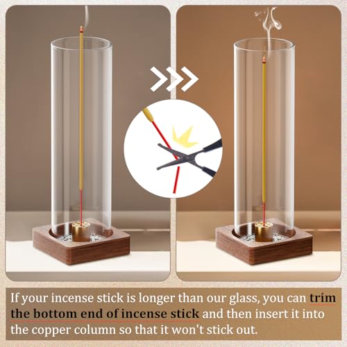 1 Pack Incense Holder for Sticks, Insence-Stick Holder Ash Catcher with Removable Glass, Anti-Ash Flying Mess-Free Incense Burner Holder, Perfect for Meditation Yoga Relaxation, Home Decor - size: upright brown