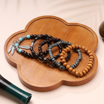 MILAKOO Mens Beaded Bracelets Tribal Wooden Elastic Adjustable Prayer Beads Wrap Cuff for Women - color: K: 5pcs