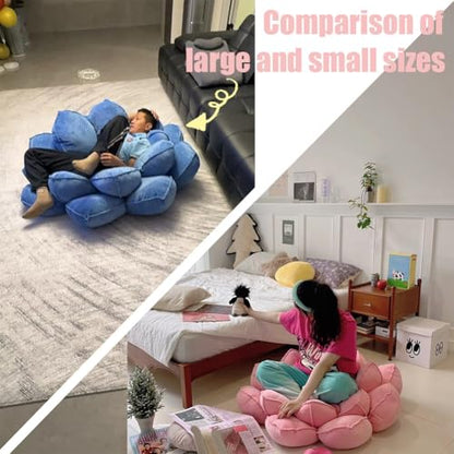 Pink Lotus Large Meditation Pillow Seating for Adults and Yoga Sitting,55inch Faux Velvet Fabric Ultra Thick Fill Plush Floor Pillow for Office Living Room(Pink,110cm/43inch)