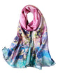 100% Mulberry Silk Long Scarf for Women Large Shawls for Headscarf and Neck- Oblong Hair Wraps with Gift Packed - color: Pink&yellow Blossoms