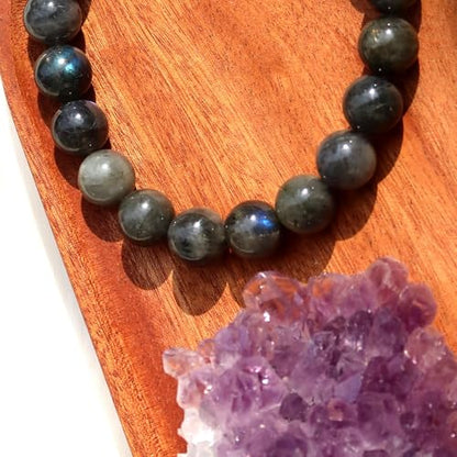 Natural Handmade Healing Chakra Bracelet - color: 12m-labradorite-FOR 8-8.7 INCH WRIST