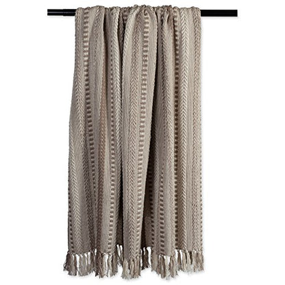 DII Braided Striped Decorative Throw Blanket, 50x60, Stone - color: Stone