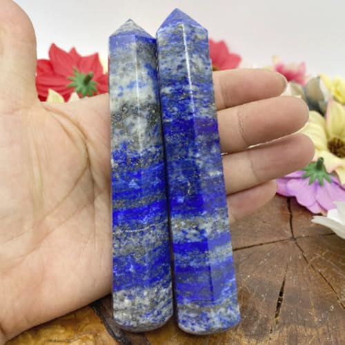 Natural Stone and Crystals Point Wand Reiki Healing Stone Rose Quartz Amethyst Home Decor Mineral Stones Crafts (5.9inch Wand Lapis Lazuli) - color: 5.9inch Wand Lapis Lazuli
