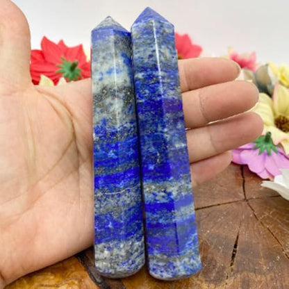 Natural Stone and Crystals Point Wand Reiki Healing Stone Rose Quartz Amethyst Home Decor Mineral Stones Crafts (5.9inch Wand Lapis Lazuli) - color: 5.9inch Wand Lapis Lazuli