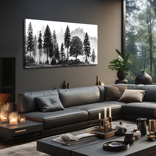 Landscape Pictures Wall Decor for Bedroom Forest Wall Decor for Office Black and White Wall Art for Living Room 24 x 48 Inch - size: 48"L x 24"W