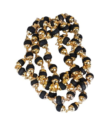 Tulsi Mala in Designer Caps Natural Tulsi Jap Mala - color: Black & Golden