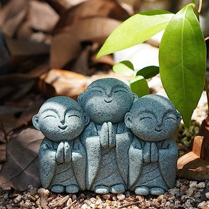 OwMell Japanese Jizo Monk Statue, Buddha Jizo Figurine Memorial Aquarium Statue Ornament - Smiling - color: Smiling