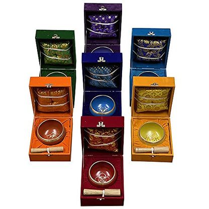 Chakra Singing Bowls Set Cuencos Tibetanos With Cushion Mallet Tulsi Beads Mala Tibetan Prayer Flag For Meditation Mindfulness - Style2 Size Medium - color: Style#2 Medium