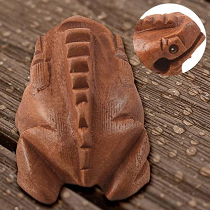 2X Carved Croaking Wood Percussion Musical Sound Wood Frog Tone Block Toy
