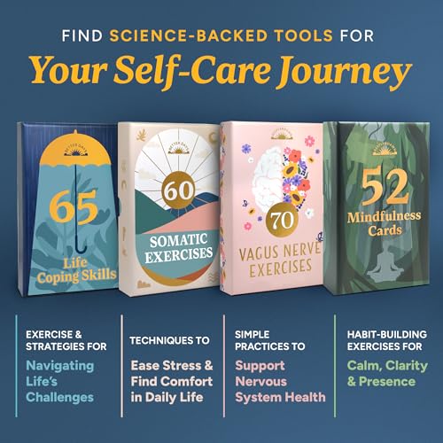 Coping Cards – 65 Skills & Exercises to Cope with Stress, Anxiety, & Anger – 3.5” x 5” Therapy Flashcards with Affirmations and Guidebook – Nurture Emotional Resilience & Mental Health
