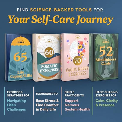 Coping Cards – 65 Skills & Exercises to Cope with Stress, Anxiety, & Anger – 3.5” x 5” Therapy Flashcards with Affirmations and Guidebook – Nurture Emotional Resilience & Mental Health