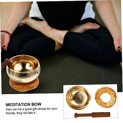 1set Manual Tapping Meditation Bowl with Striker and Cushion for Relaxation Nepal Singing Bowl for Yoga and Spiritual Practices Accessory