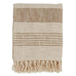 SARO LIFESTYLE Striped Cotton Throw Blanket with Tasseled Trim, Natural, 50"x60"