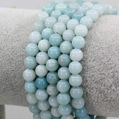 Keleny Natural Gemtone 6mm Round Beads Crystal Adjustable Braided Macrame Tassels Bracelets Unisex - color: Blue Amazonite
