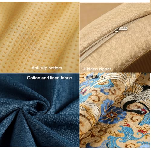 Round Meditation Cushion Mat Set with Washable Cotton Linen Cover, Tatami Cushion Floor Larger Yoga Mat Bolster Floor Pillows Seating for Adults Meditation Accessori yellow-40cm