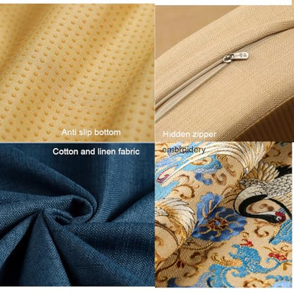 Round Meditation Cushion Mat Set with Washable Cotton Linen Cover, Tatami Cushion Floor Larger Yoga Mat Bolster Floor Pillows Seating for Adults Meditation Accessori yellow-40cm