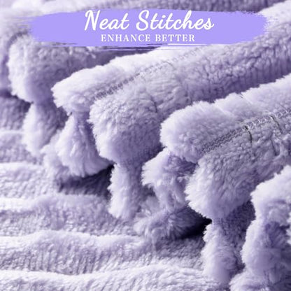 Buryeah 12 Pcs Flannel Throw Blanket Bulk 50 x 60 in Sleepover Blanket Outdoor Wedding Throw Lightweight, Oeko-tex Standard 100 Certified for Sofa Homeless Gifts (Light Purple) - color: Light Purple
