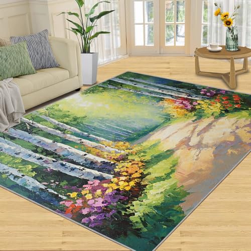 Autumn Rug - 3x4 Entryway Rug, Forest Rugs for Living Room, Wildflowers Rugs for Bedroom Home Decor, Non Slip Indoor Carpet, Soft & Low-Pile - color: Autumn#110, size: 3' x4' (Rectangular)