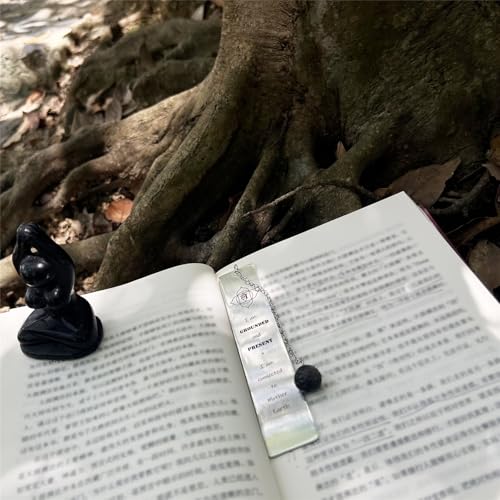 Chakra Mindfulness Bookmark with a Crystal Obsidian Pendant Live in Present. The Self Care Gift for Women, Yogis, Best Friends,Healers，Lovers - color: In Present