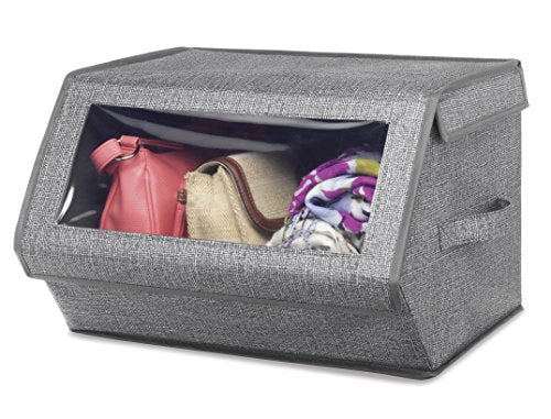 Whitmor Stackable Window Box, Crosshatch Gray (Pack of 6) - color: Crosshatch Gray, size: 6 Pack