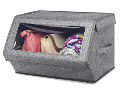 Whitmor Stackable Window Box, Crosshatch Gray (Pack of 6) - color: Crosshatch Gray, size: 6 Pack