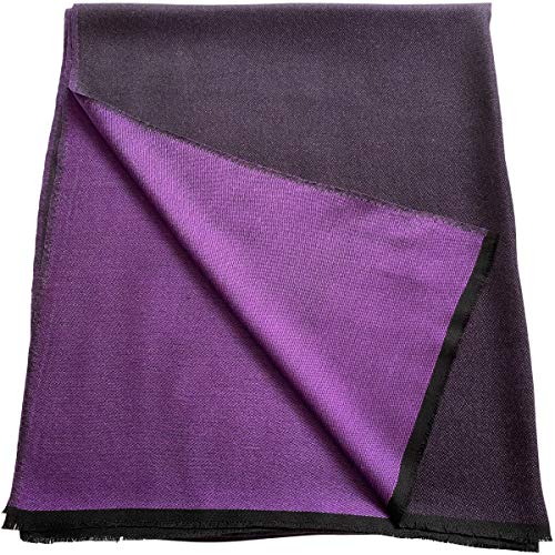 CJ Apparel Solid Color Fringe Design Fringe Shawl Scarf Wrap Stole Throw Head Wrap Pashmina Gift Hand Made in Nepal New - color: Black & Purple