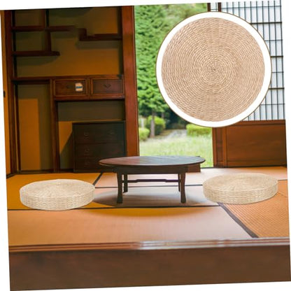 Japanese Style Woven Meditation Cushion Floor Pad Thick Round Seating Cushion for Home Decor Yoga Office and Relaxation Natural and Rustic Design