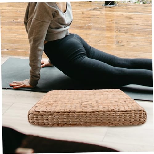ABOOFAN Japanese Braided Meditation Cushion Straw Woven Floor Pillow for Yoga and Relaxation Supportive Seat Cushion for Adults for Meditation Picnics and Home Use