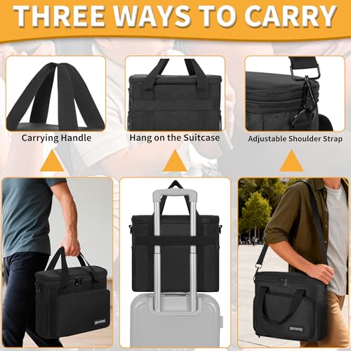 IBVIVIC 4 Slots Wireless Microphone Case with Foam, Microphone Carry Travel Bag with Shoulder Strap Mic Storage Bag for Singing, Karaoke, Party