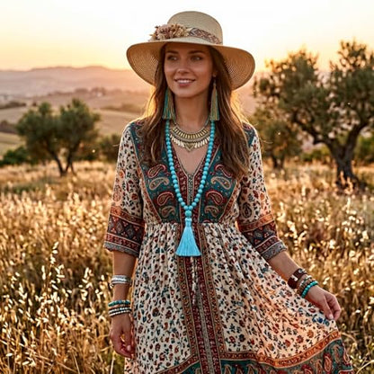 JAYUMO 8mm Mala Beads Necklace Natural Stone Meditation Statement Necklace Hand Knotted Japa Yoga Rosary Prayer Beaded Tassel Necklace - color: turquoise