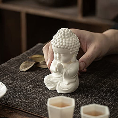 Table Desktop Decor Chinese White Porcelain Creative Small Tathagata Buddha Desktop Decoration Home Living Room Office Desktop Zen Decoration Statue Ornament