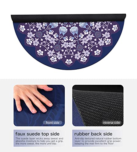 Round Meditation Pilates Yoga Mat Luxury Suede Large Yoga Mat Natural Rubber Non-Slip Base is ery Suitable for Meditation, Stretching, Yoga Environmental Protection, Fitness Exercise, Home and Outdoor. 140CM Diameter - color: Black