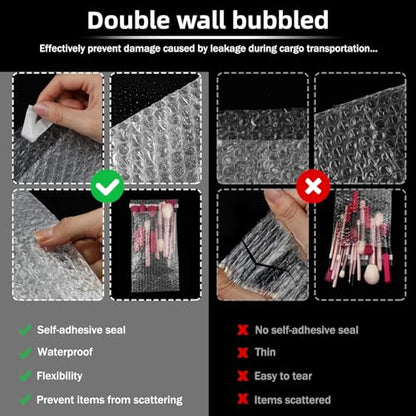 Frienda 300 Pcs Clear Self Sealing Bubble Cushion Bags Double Wall Bubble Pouch Bag Plastic Shockproof Protective Packing Bags for Small Business Moving Shipping Packaging Storage(6" X 10") - size: 6" X 10"