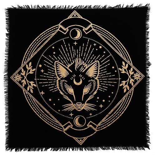 Indian Consigners Alter Golden Wolf Altar Cloth, Unique Black Gold Wolf Table Cloth 36x36 Inches Cotton Fabric Royal Altar Cloth - color: Wolf